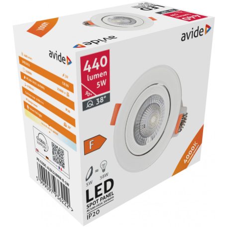 Avide LED Beépíthető Spot 38° Kerek 5W NW 4000K