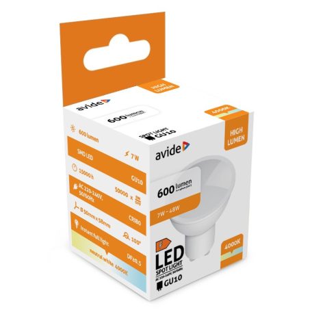 Avide LED Spot Alu+plastic 7W GU10 110° NW 4000K