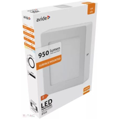Led falra szerelhető négyzet mennyezeti lámpa 12w 4000k