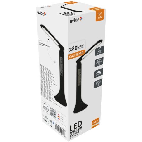 Avide LED Asztali Lámpa Naptár Fekete 5W