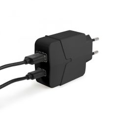 Hálózati Adapter USB + Type-C PD18W gyorstöltéssel - fekete