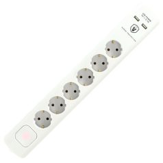   Somogyi NVT 06K USB/WH Túlfeszültségvédett hálózati elosztó, USB töltőaljzatokkal 1,4m
