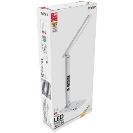 Avide LED Asztali Lámpa Irodai Bőrhatású Naptár Fehér 6W