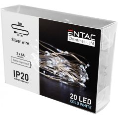   Entac Karácsonyi Beltéri Drótfüzér 20 LED CW 1m (2AA nt.)