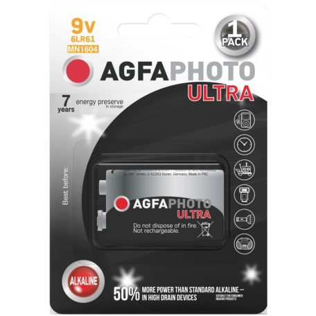 AgfaPhoto Ultra Alkáli 9V Elem B1