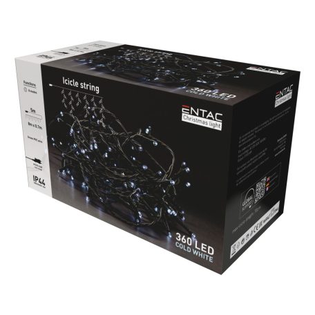 Entac Karácsonyi IP44 360 LED Jégcsapfüzér CW 8m