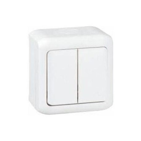 FORIX IP44 FALON KÍVÜLI KETTŐS VÁLTÓKAPCSOLÓ 10 AX - 250 V~ FEHÉR