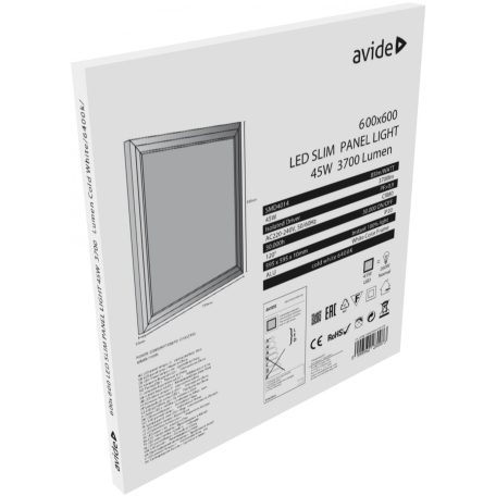 Avide LED Slim Panel 600x600x10mm 45W CW 6400K