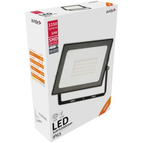 Avide LED Reflektor Slim SMD 50W NW 4000K Gyorscsat.