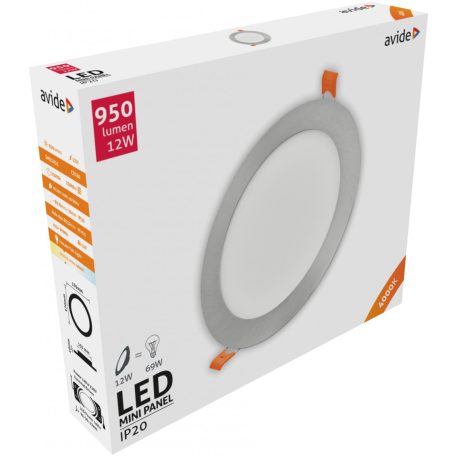 Avide LED Beépíthető Kerek Mennyezeti Lámpa ALU Szatén Nikkel 12W NW 4000K