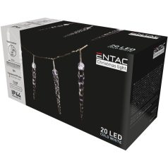   Entac Karácsonyi IP44 20 LED Műanyag 11cm Jégcsapfüzér CW 3m