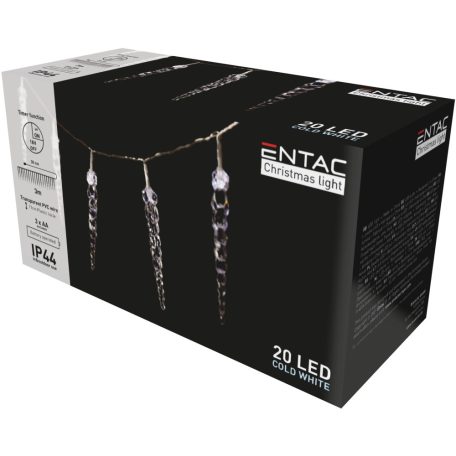 Entac Karácsonyi IP44 20 LED Műanyag 11cm Jégcsapfüzér CW 3m