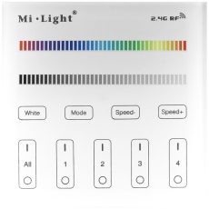 Avide LED Szalag 12V RGB+W 4 Zónás RF Falra Szerelhető /2xAAA/ Érintőpaneles Távirányít