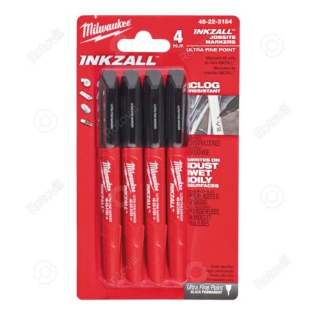 MILWAUKEE JELÖLŐ FILC 0,6mm, tartós hegyű fekete (4 darabos kiszerelés)