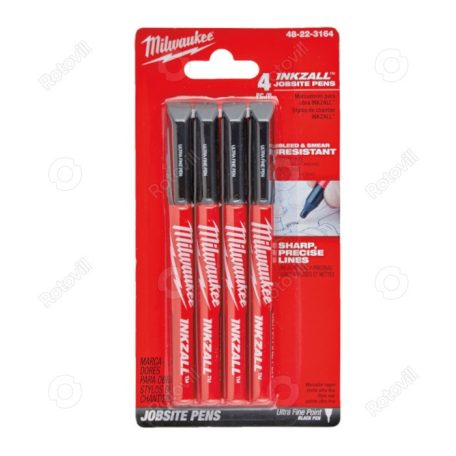 MILWAUKEE JELÖLŐ FILCTOLL 0,6mm, vékony, tartós hegyű fekete (4 darabos kiszerelés)