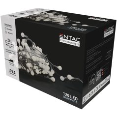 Entac Karácsonyi IP44 Fényfüzér 15mm Balls 120 LED 9m CW