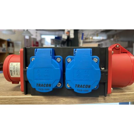 Dugaszoló adapter/elosztó 16A/400V 1x16A5P400V 3x2P+E/230V műanyag fali IP44 fehér TRACON