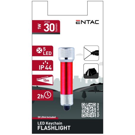 Entac Elemlámpa 5LED Kulcstartós Piros