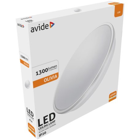 AVIDE LED MENNYEZETI LÁMPA OLIVIA EZÜST 15W 280*55MM NW 4000K