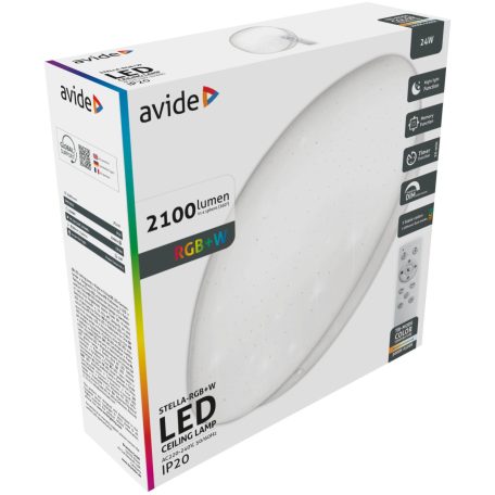 AVIDE LED MENNYEZETI LÁMPA STELLA 24W RGB+W TÁVIRÁNYÍTÓVAL
