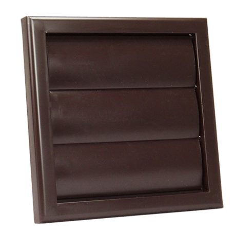 Műanyag szellőzőrács karimával és gravitációs zsaluval 154x154 mm / O 100 mm, barna