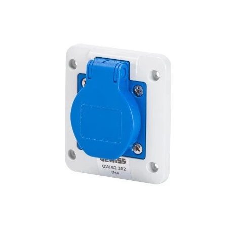 Ipari dugalj beépíthető 2P+E 16A 2P 230V műanyag kék egyenes csavaros IP54 IEC309HP GEWISS