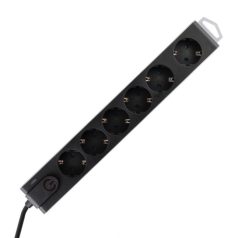   Home NVT 6K-3/BK túlfeszültségvédett hálózati elosztó, 3 m, H05VV-F 3G1,5 mm2 kábel, 6 aljzat gyerme