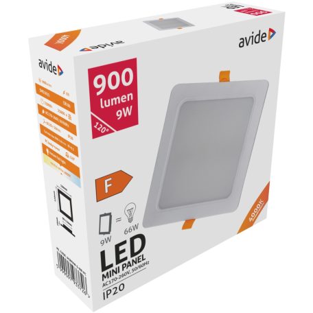 Avide LED Beépíthető Négyzetes Mennyezeti Lámpa Műanyag 9W NW 4000K