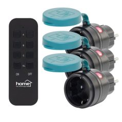   Home THO2313 távirányítható kültéri hálózati aljzat szett, IP44, 2300 W, 3 aljzat +1 távirányító, 40