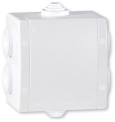 POWER falra szerelhető 6 kábelbevezetős elosztódoboz IP54, 80x80 500V, fehér