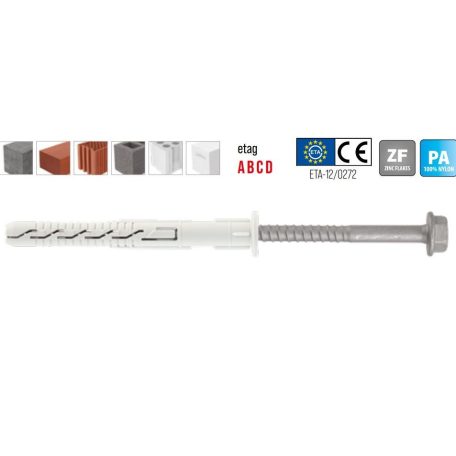 Keretrögzítő peremes dübel, hatlapfejű peremes csavarral (TORX) 10x100