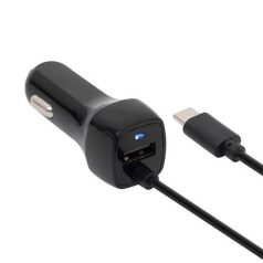   SAL SAU 24C autós USB töltő 2in1, 2 készülék, USB, USB-C, 2,4 A összesen