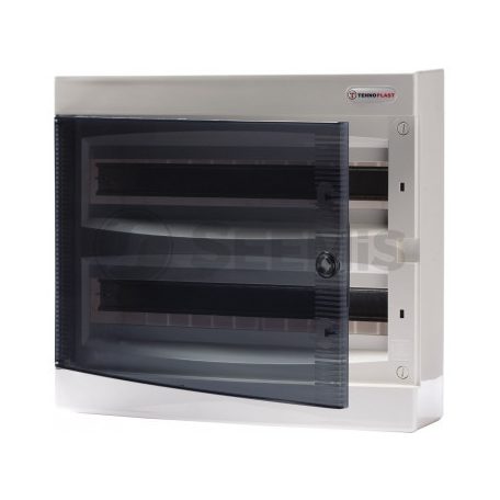 TECHNOPLAST  Falon kívüli kiselosztó doboz, C sorozat, 36 modulos, átlátszó ajtó, 3 soros, 287x526x112 mm,IP40