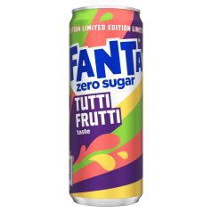   Fanta Zero Sugar tutti-frutti ízű szénsavas energiamentes üdítőital édesítőszerekkel 330 ml