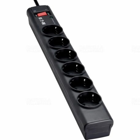 Eaton PS6D - Túlfeszültség védelemmel ellátott 6-os hálózati elosztó 1m-es vezetékkel - Strip 6 DIN PS6D