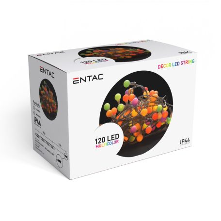 Entac Karácsonyi IP44 Fényfüzér 15mm Balls 120 LED 9m MC