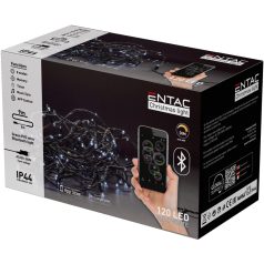   Entac Karácsonyi IP44 Fényfüzér 120 LED CW 9m BT aplikáció