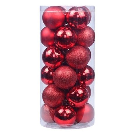 Artezan Karácsonyfadísz Gömb 8cm Cső Piros 24db/doboz