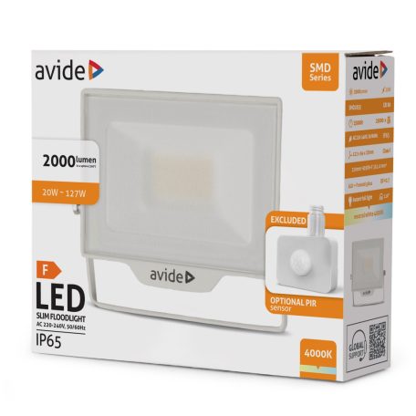 Avide LED Reflektor SMD 20W NW 4000K Opc.PIR Fehér