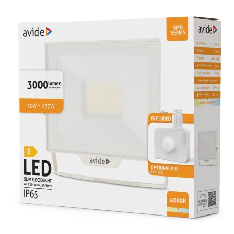 Avide LED Reflektor SMD 30W NW 4000K Opc.PIR Fehér