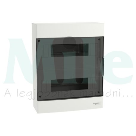 Kiselosztó PE/N-sínnel 2x 12M falonkívüli fehér IP40 átlátszó teli ajtó