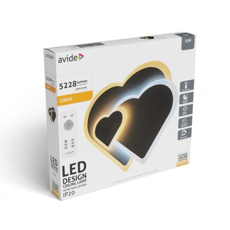Avide Design Mennyezeti Lámpa Coeur 55W(27.5+27.5) RF Távirányítóval