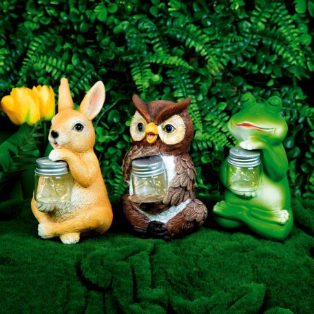 Szolár állatfigurák - 3 féle - 10 melegfehér LED - 15 cm  (béka)