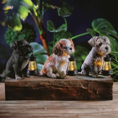   Szolár állatfigurák - 3 féle kutya - 1 x melegfehér LED - 14 cm