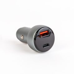   Autós szivargyújtó adapter Type-C PD és USB aljzattal, gyorstöltéssel - feszültségkijelzéssel - 48W