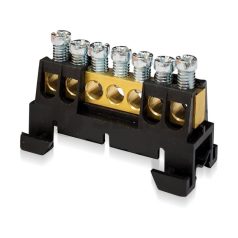   Földelő és nullvezető bekötőkapocs 7 furattal, 6,5x9mm2, M5, fekete