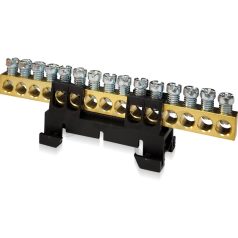   Földelő és nullvezető bekötőkapocs 15 furattal, 6,5x9mm2, M5, fekete 