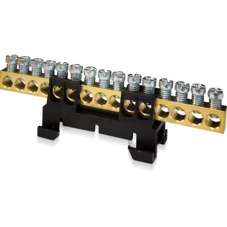 Földelő és nullvezető bekötőkapocs 15 furattal, 6,5x9mm2, M5, fekete 