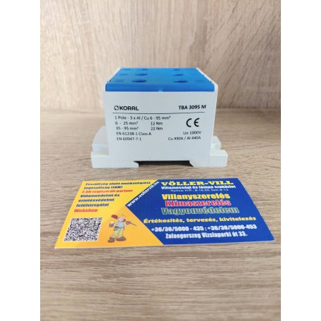 Fővezetéki elosztóblokk, 1P, Cu/Al, 3x6-95 mm2, kék