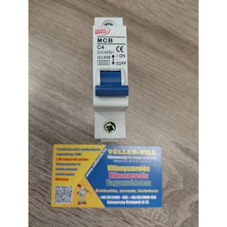 Kismegszakító 1P C 4A DNS MCB 